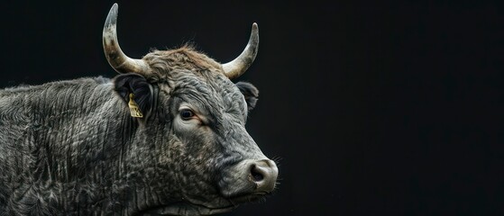 Naklejka premium Bull male bovine known for strength and dominance in cattle herds, essential in breeding and beef production on farms and ranches