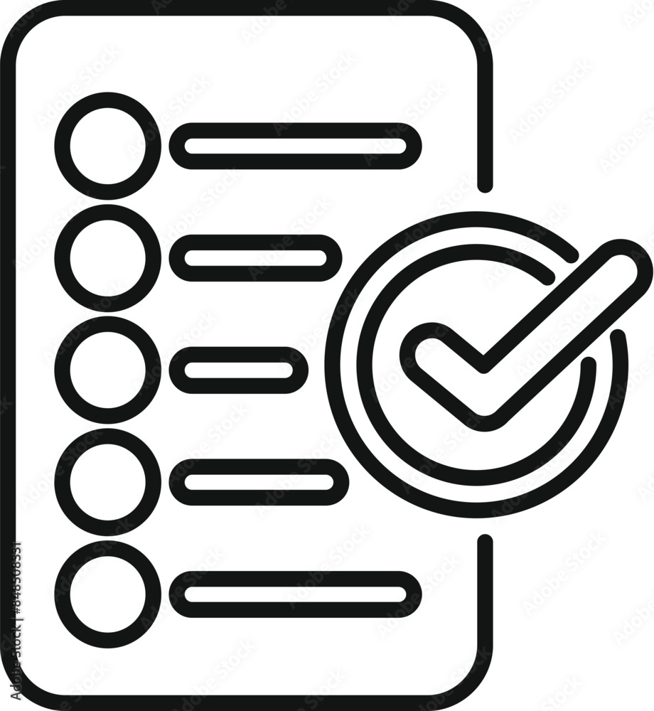 Poster simple icon of a checklist with a bold check mark signifying approval and completion