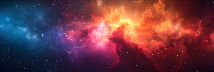 Obraz premium Big Bang colorful space galaxy fog cloud nebula. Universe science astronomy and stary night cosmos mockup background. Supernova concept wallpaper