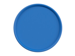Empty blue plastic tray. Round. Isolated. Transparent background. 3d illustration.	
