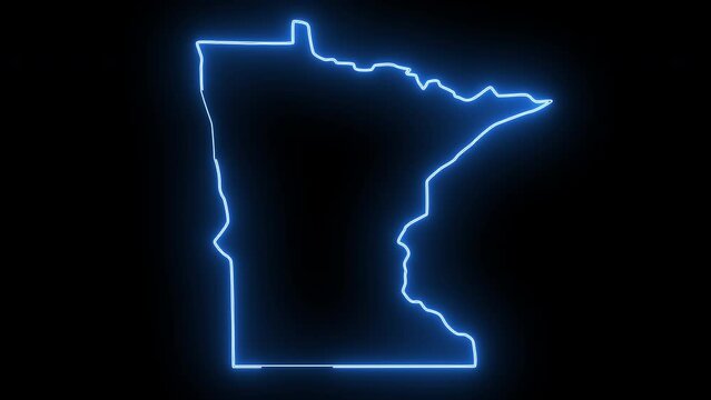 map of the state of Minnesota in the united states with a blue glowing neon effect