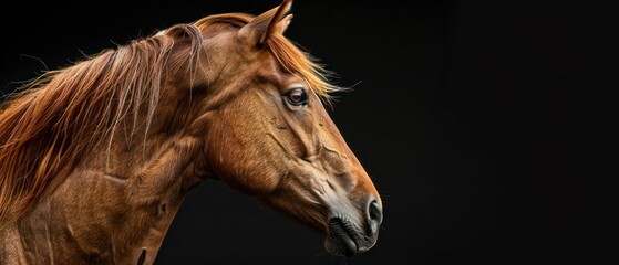A robust brown horse, epitomizing the strength and elegance of farm animals