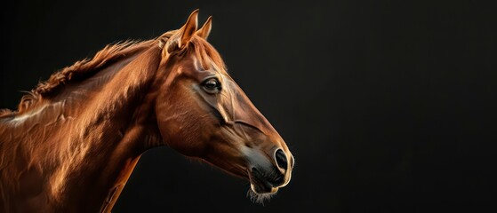 A majestic brown horse, standing gracefully in a sunny farm pasture