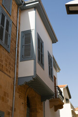 A balcony type oriel,bow window in the historic part of town Nicosia