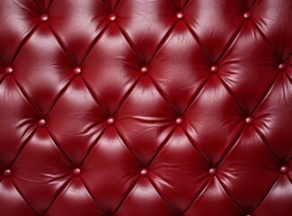 Fototapeta premium A close-up view of a luxurious red leather upholstery with decorative studs.