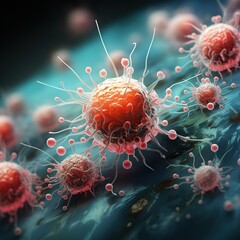 Cancer cells close up. 3d rendered illustration of a dna molecule.