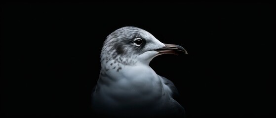 Obraz premium Seagull, a coastal bird with a distinctive white plumage and sharp beak, observing the natural rhythms of the sea