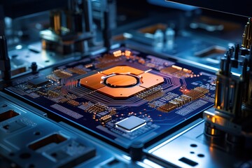 close up of computer circuit board