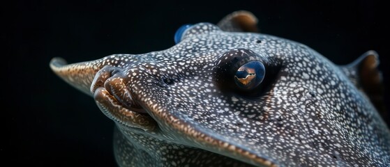 A stingray with a flat, disk-shaped body and curious eye, perfectly adapted to its underwater habitat