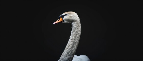 Swan, a symbol of beauty with its white plumage and elegant posture, thriving in serene water landscapes