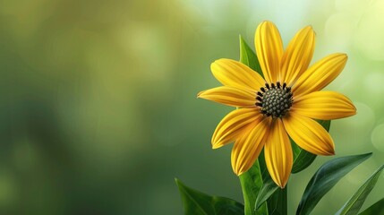 Obraz premium Flower of yellow color on a background that is green