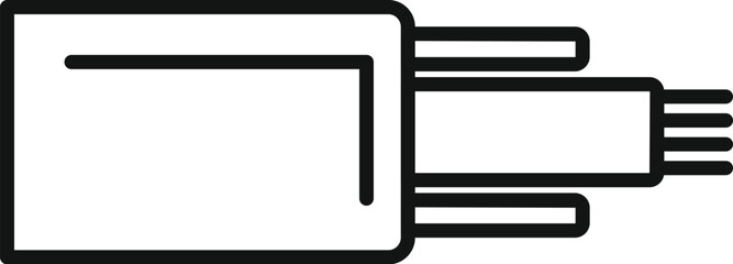 Line art icon of a fiber optic cable connecting into a network switch