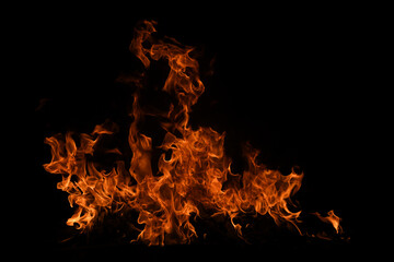 Flame fires. Burn lights on a black background. Fire flames on black background. Abstract fire flame background. © Volodymyr