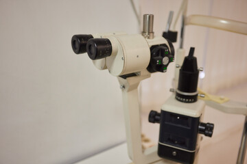 The latest optical equipment can be found in a contemporary eye examination room