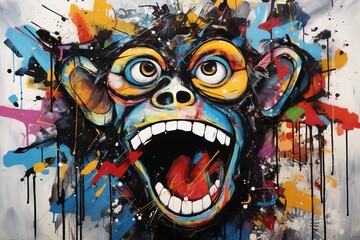 Obraz premium Wildlife Whispers Monkeys in Artistic Expression