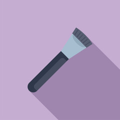 Makeup brush lying on a purple background, creating a professional and elegant aesthetic
