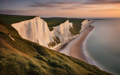 Chalk cliffs of Dover, England