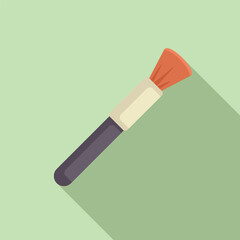 Makeup brush spreading foundation on green background in flat style