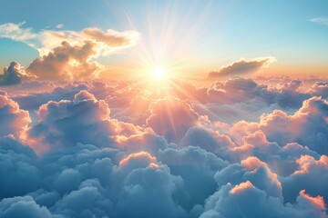 The sun shines brightly above the clouds