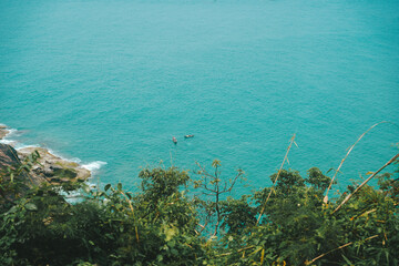 ocean view blue ocean with two boats