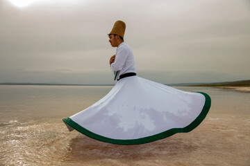 Sunset and whirling at the sea, sufi. sufi whirling (Turkish: Semazen) is a form of Sama or physically active meditation which originated among Sufis.
