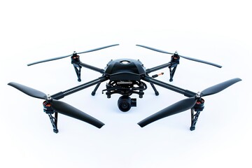 Naklejka premium Futuristic Autonomous Flying Machine Isolated on White Background