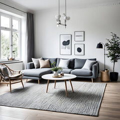 Scandinavian interior design of modern living room, home.