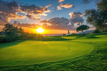 Sunset Over a Picturesque Golf Course