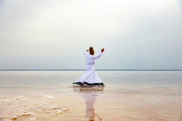 Sunset and whirling at the sea, sufi. sufi whirling (Turkish: Semazen) is a form of Sama or physically active meditation which originated among Sufis.