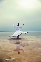 Sunset and whirling at the sea, sufi. sufi whirling (Turkish: Semazen) is a form of Sama or physically active meditation which originated among Sufis.