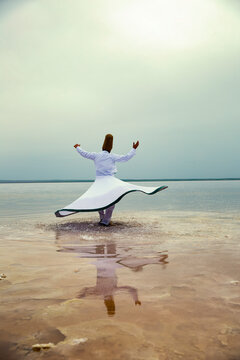 Sunset and whirling at the sea, sufi. sufi whirling (Turkish: Semazen) is a form of Sama or physically active meditation which originated among Sufis.