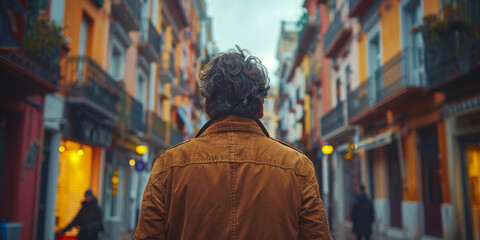 Obraz premium Mature Hispanic Man Strolling in City
