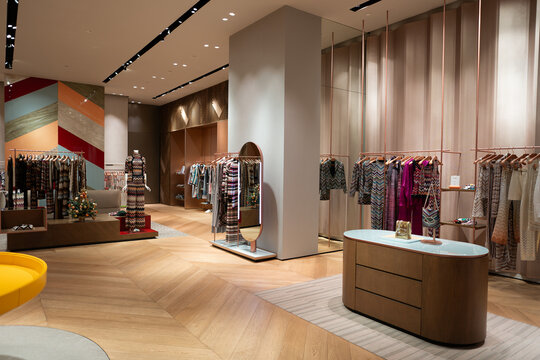 BANGKOK, THAILAND - DECEMBER 09, 2023: interior shot of Missoni store in Central Embassy shopping mall in Bangkok.