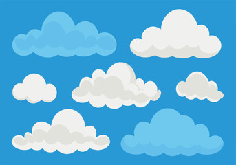 Simple cartoon clouds on a blue sky background