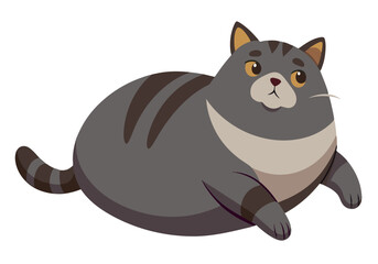 Cute chubby cartoon cat illustration on a white background