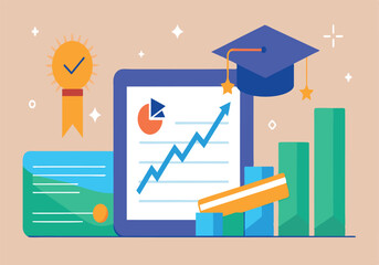 Educational success and growth with statistics and charts