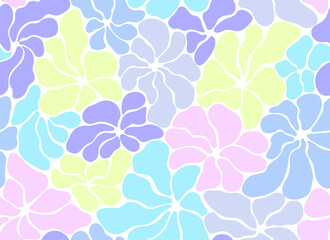 Abstract floral seamless pattern with pastel colors shapes of chamomile. Flat vector design in trendy naive retro matisse style. 