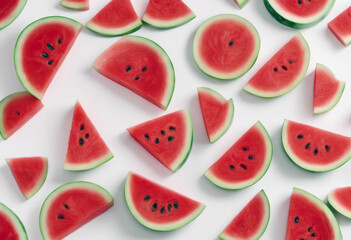 Slices of Watermelon on a White Background