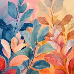Fototapeta premium Beautiful Foliage in Pastel Colours. Contemporary Design Background