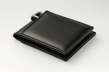 Leather Wallet with Cash and Cards: Brown Business Purse Isolated on White Background
