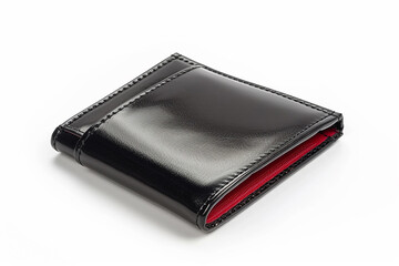 Leather Wallet with Cash and Cards: Brown Business Purse Isolated on White Background