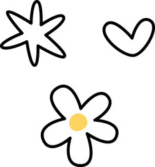 Heart, Star And Flower Sketch Pattern