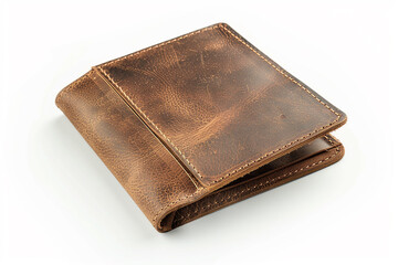 Leather Wallet with Cash and Credit Cards Isolated on White Background
