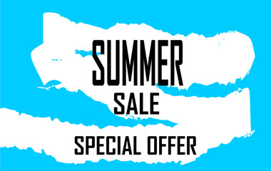 Abstract blue summer sales banner in minimalist style with the inscription - Summer sale. Special offer