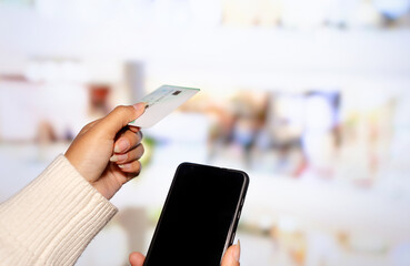 Contactless Payment Ready.Copyspace. selective focus