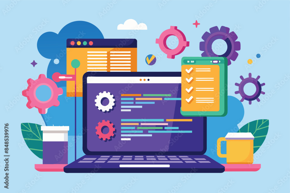 Wall mural software engineering coding on the laptop screen