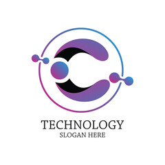 Technology logo design simple concept Premium Vector