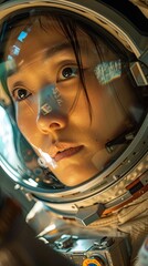 An astronaut looks out the window of the space station looking at the earth with curiosity - 9