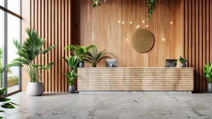 Organic Modern Lobby Interior Composition Stock Image