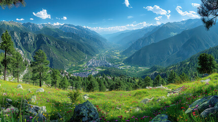 Andorra la Vella, Andorra city  created with Generative AI technology